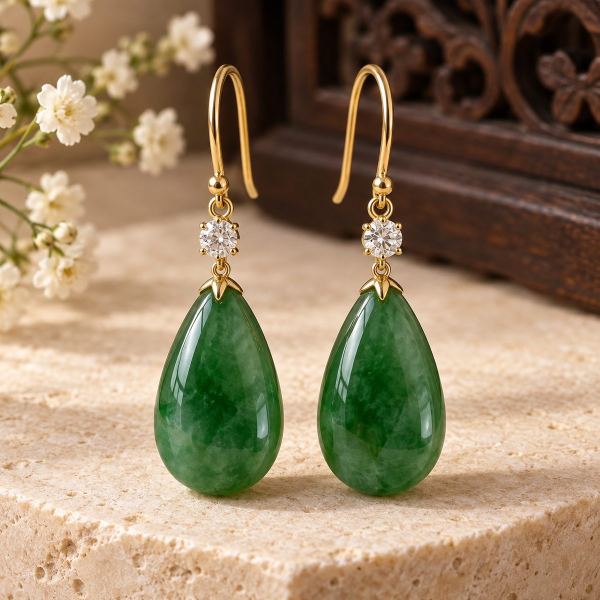Khuyên tai ngọc bích giọt nước