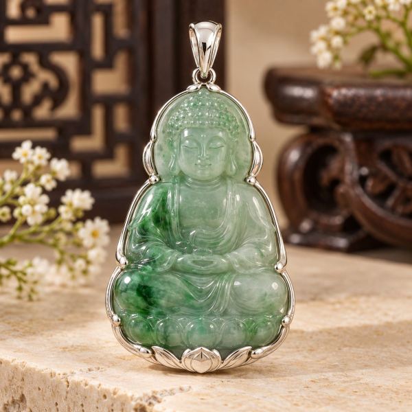 Mặt dây Phật cẩm thạch