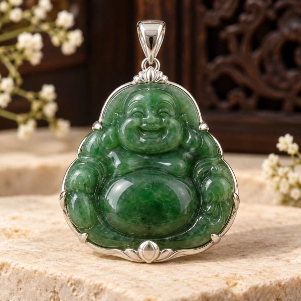 Mặt dây Phật Di Lặc ngọc bích