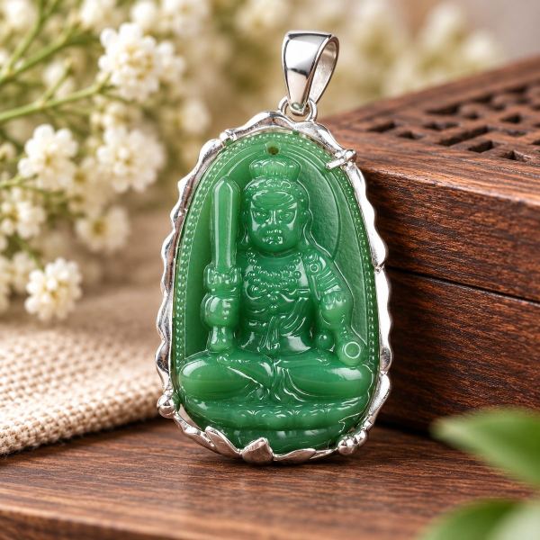 Mặt dây Phật bản mệnh tuổi Dậu – Bất Động Minh Vương ngọc bích