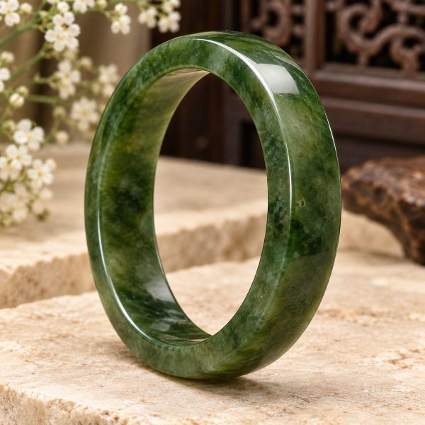 Vòng tay ngọc bích bản dẹt