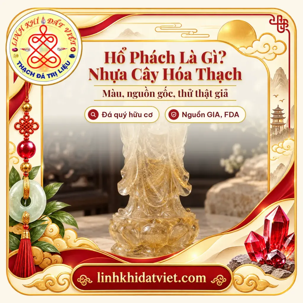 Tượng Quan Âm thạch anh tóc vàng sắc vàng ấm, minh họa bài hổ phách là gì của Linh Khí Đất Việt
