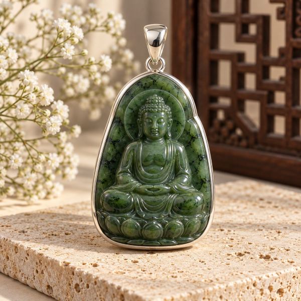 Mặt Dây Phật A Di Đà Ngọc Bích