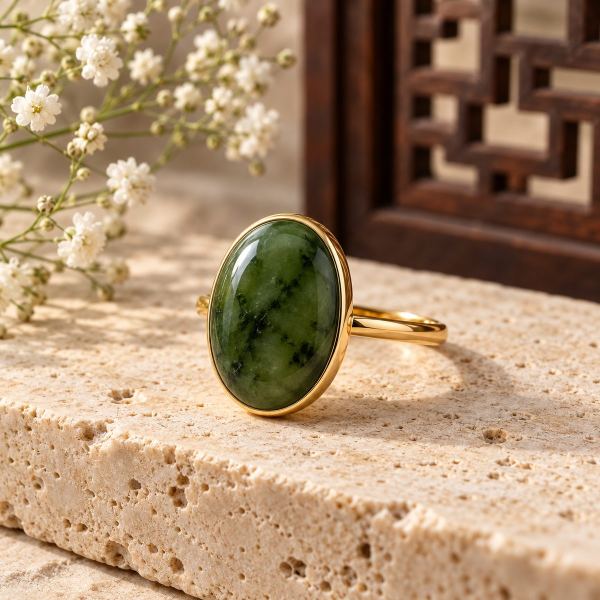 Nhẫn Nữ Ngọc Bích Mặt Oval