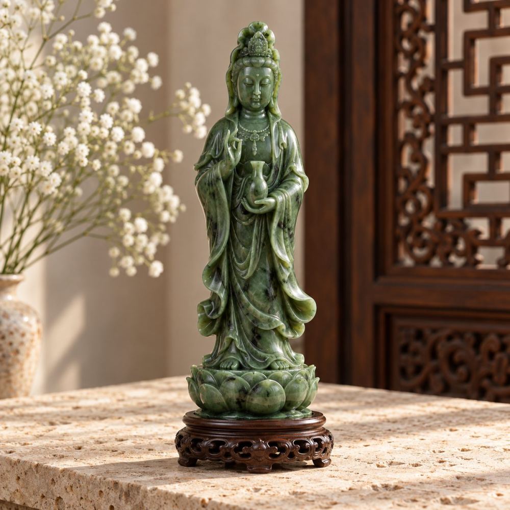 Tượng Quan Âm Ngọc Bích Để Bàn
